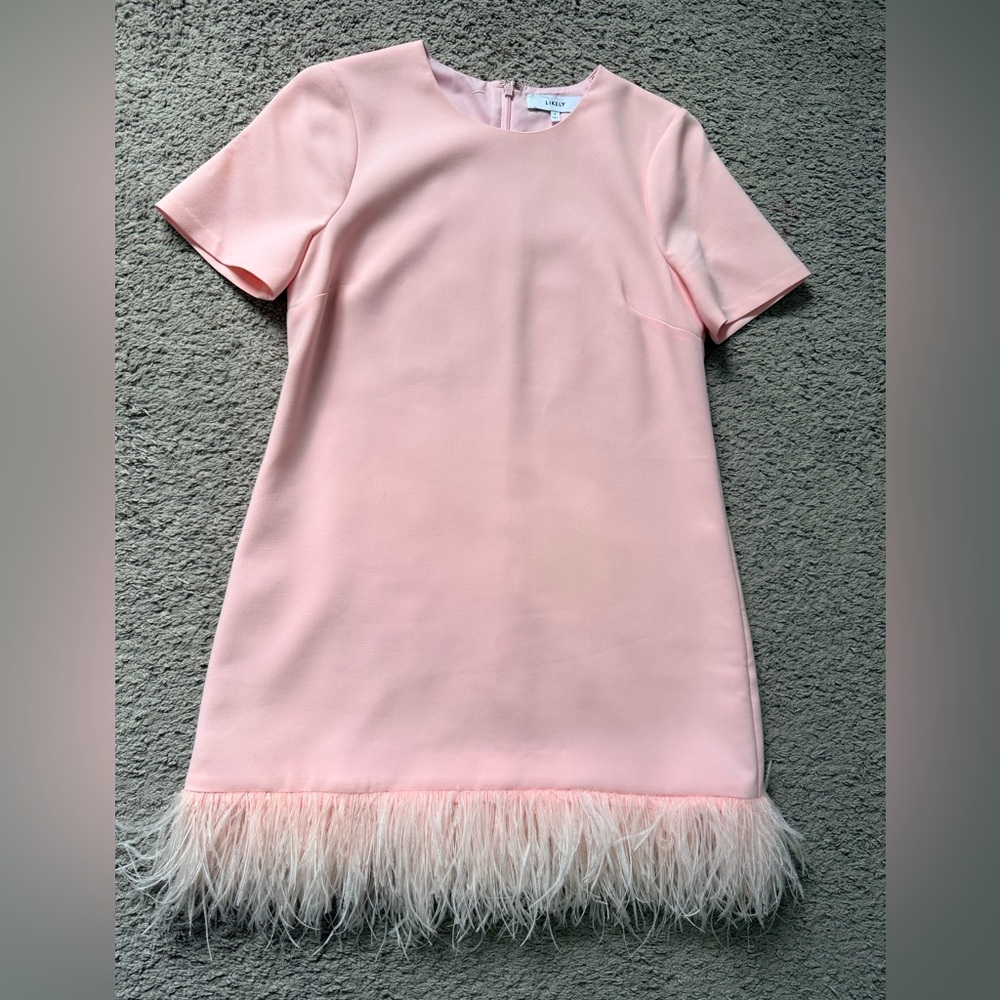 LIKELY Marullo Feather Trim Shift Dress size 4